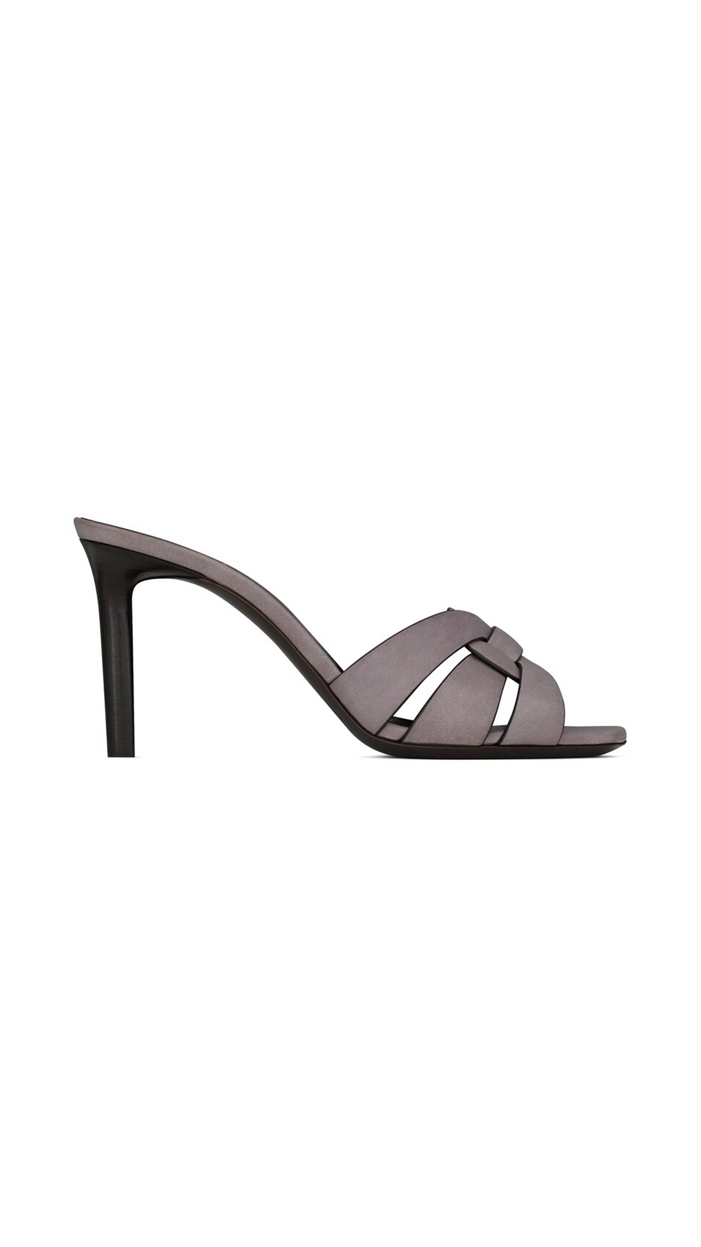 Tribute Heeled Mules in Smooth leather - Gris Apia