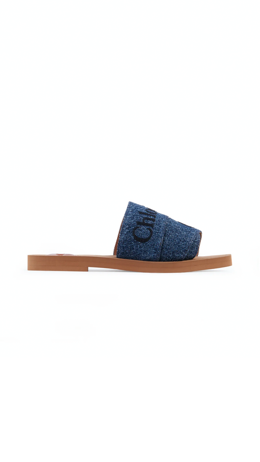Woody Flat Mule - Denim
