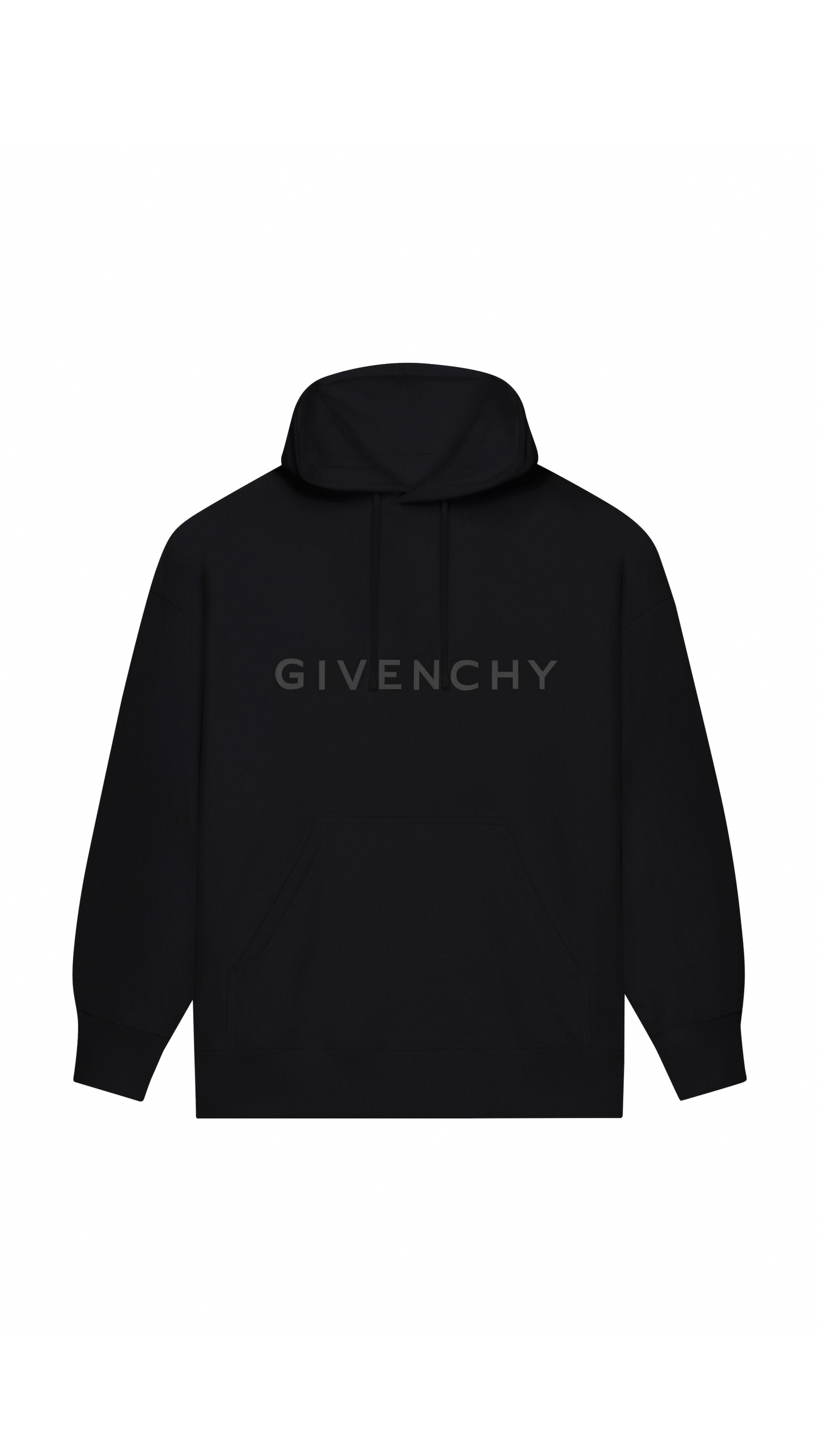 Reflective Logo Slim Fit Hoodie in Cotton - Black
