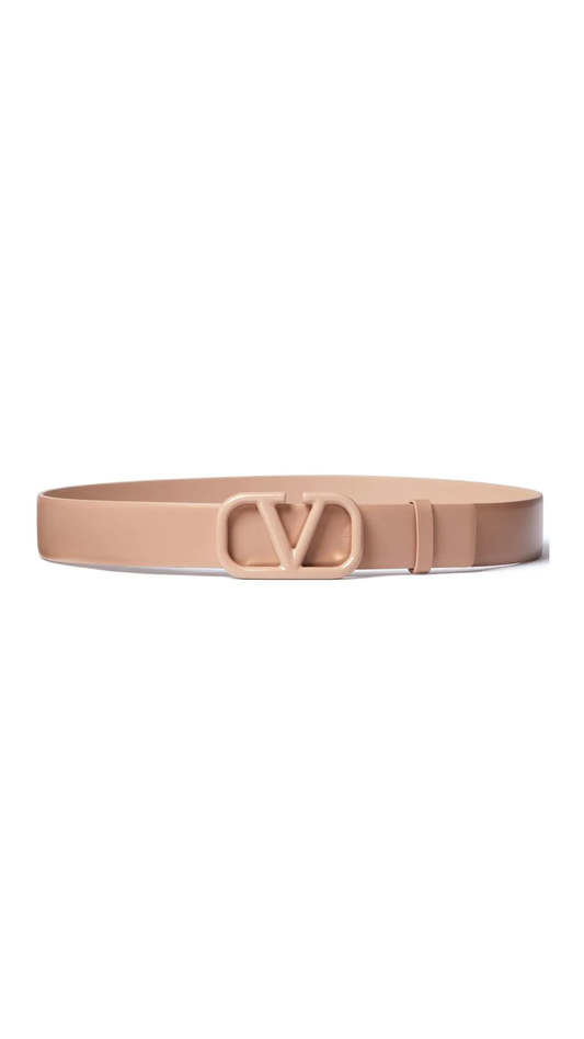 Woman's Vlogo Signature Leather Belt - Rose Cannelle