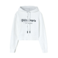 Rhinestone Sprayed Logo Hoodie - White