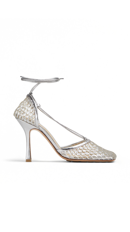 Stretch Lace-up Sandal - Silver