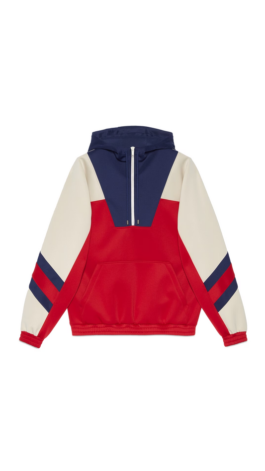 Neoprene Half Zip Hoodie with Web - White/Blue/Red