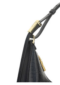 Small Moon Cut Out Bag in 4G Coated Canvas - Black.