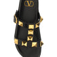 Roman Stud Slide Sandal In Calfskin - Black