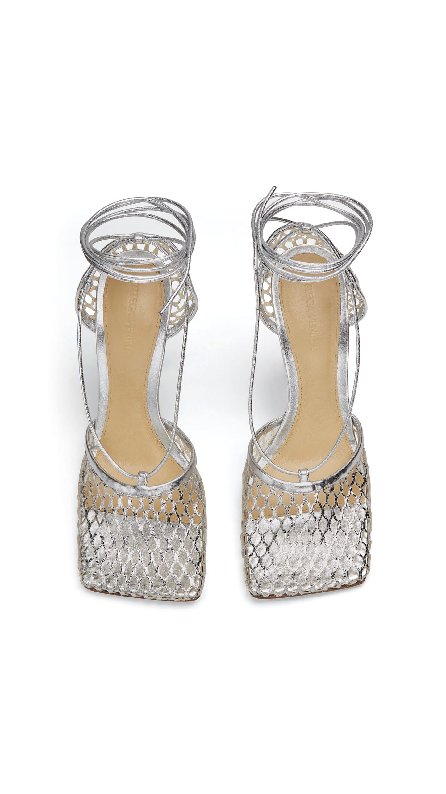 Stretch Lace-up Sandal - Silver