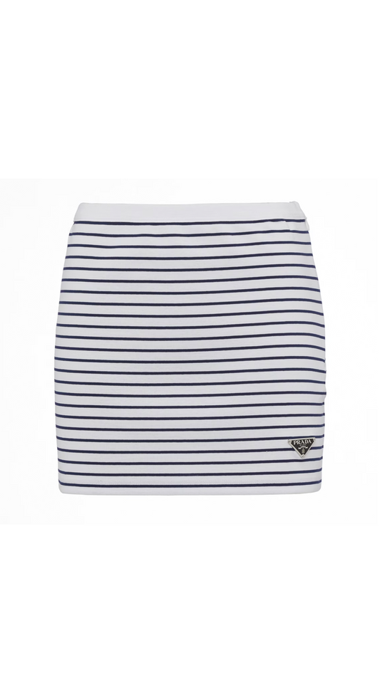 Printed Jersey Mini Skirt - White