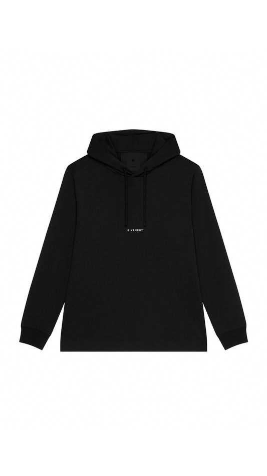 T-shirt with Hood in Printed Jersey - Black