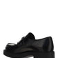 Brushed Leather Loafers - Black