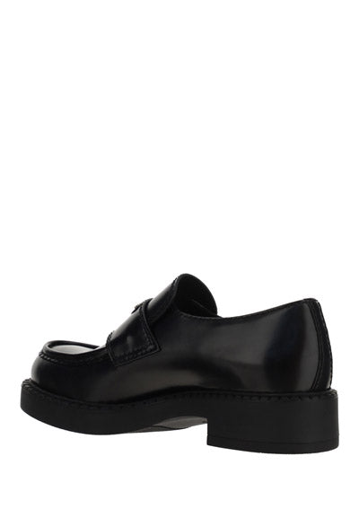 Brushed Leather Loafers - Black