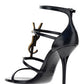 Cassandra Sandals in Smooth Leather with Gold-toned Monogram - Black
