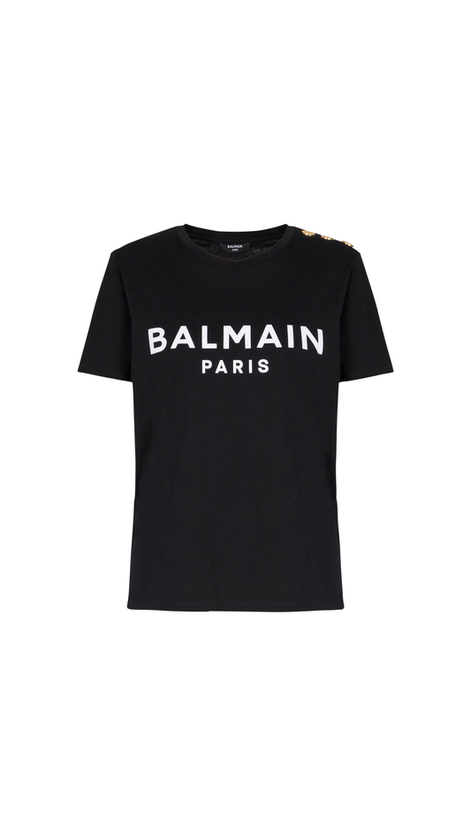 Eco-responsible Cotton T-shirt with Logo Print - Black