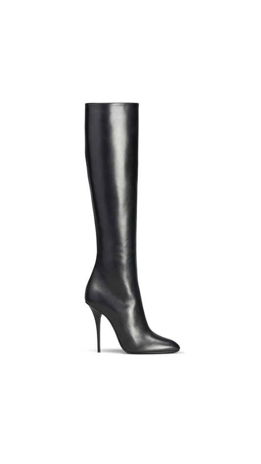 Linda Smooth Leather Boots - Black