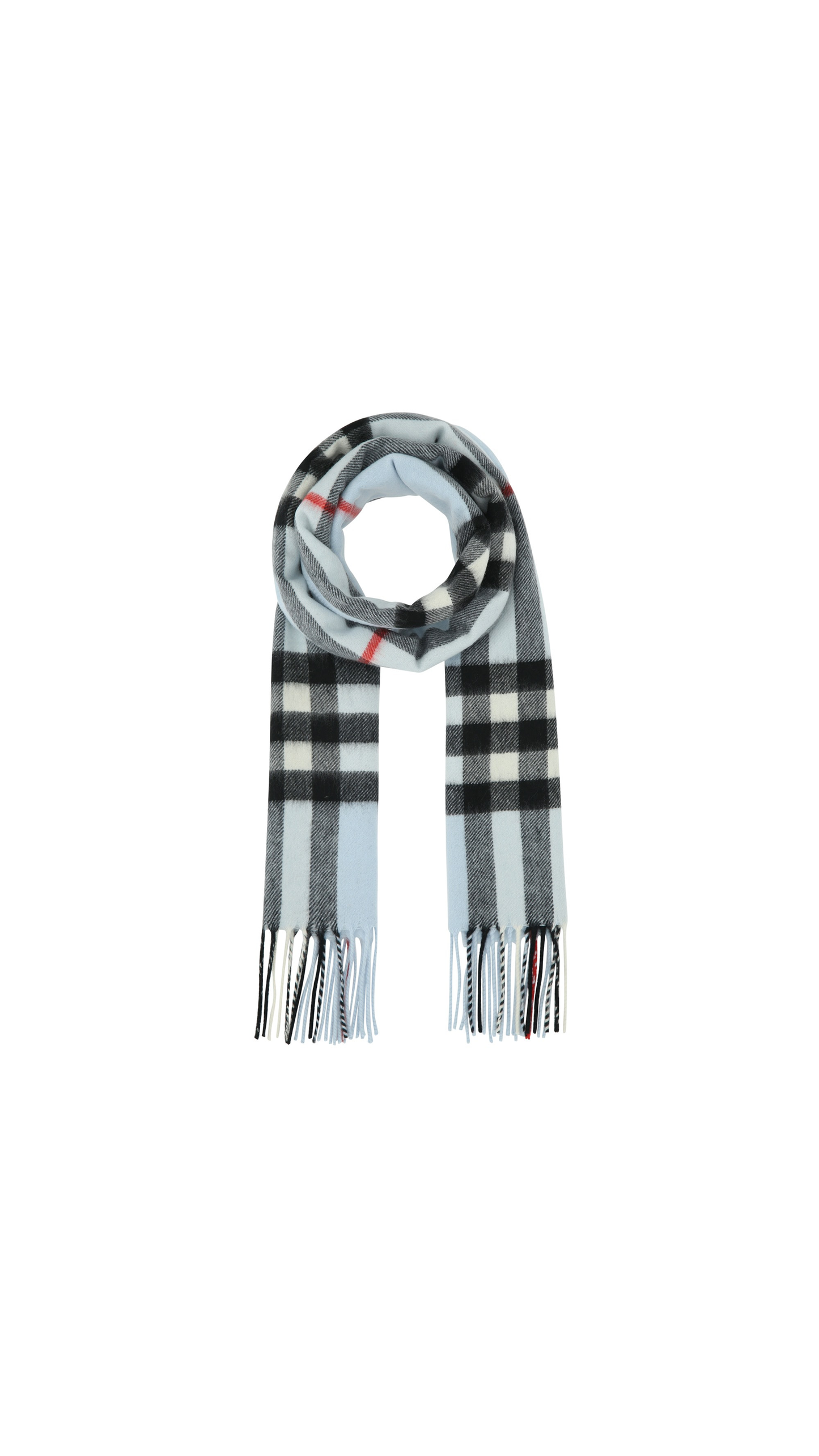 The Classic Check Cashmere Scarf - Light Blue