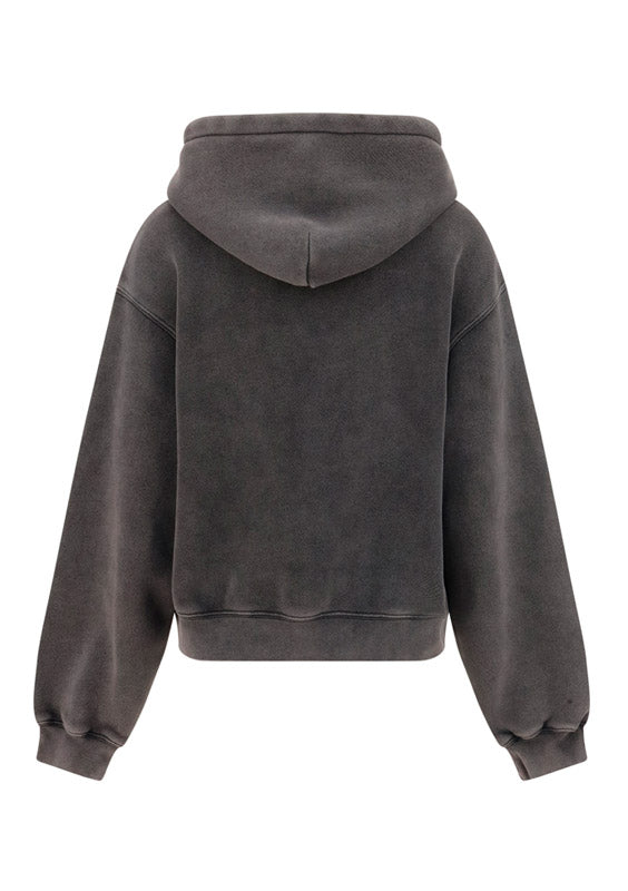 Puff Logo Hoodie in Terry - Grey