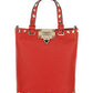 Rockstud Grainy Calfskin Small Tote - Red