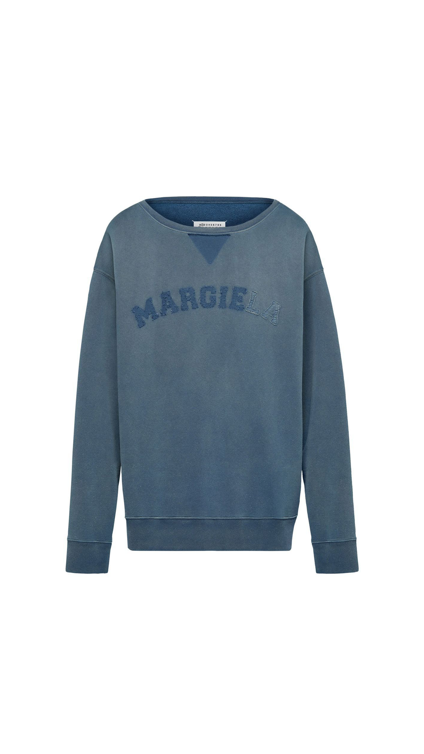 Curved Logo Sweatrshirt - Washed Indigo