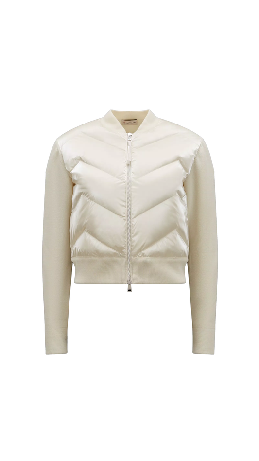 Padded Wool Cardigan - White