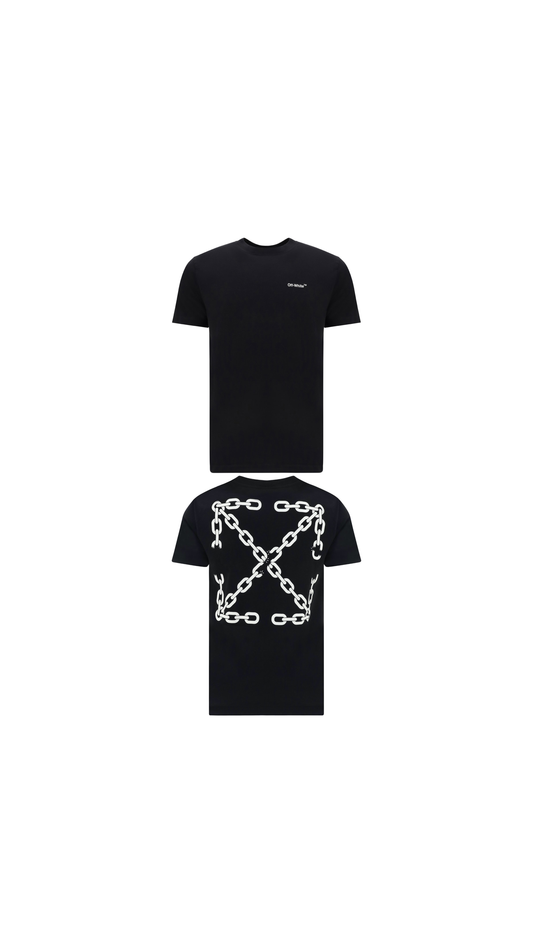 Chain Arrows-Print T-Shirt - Black