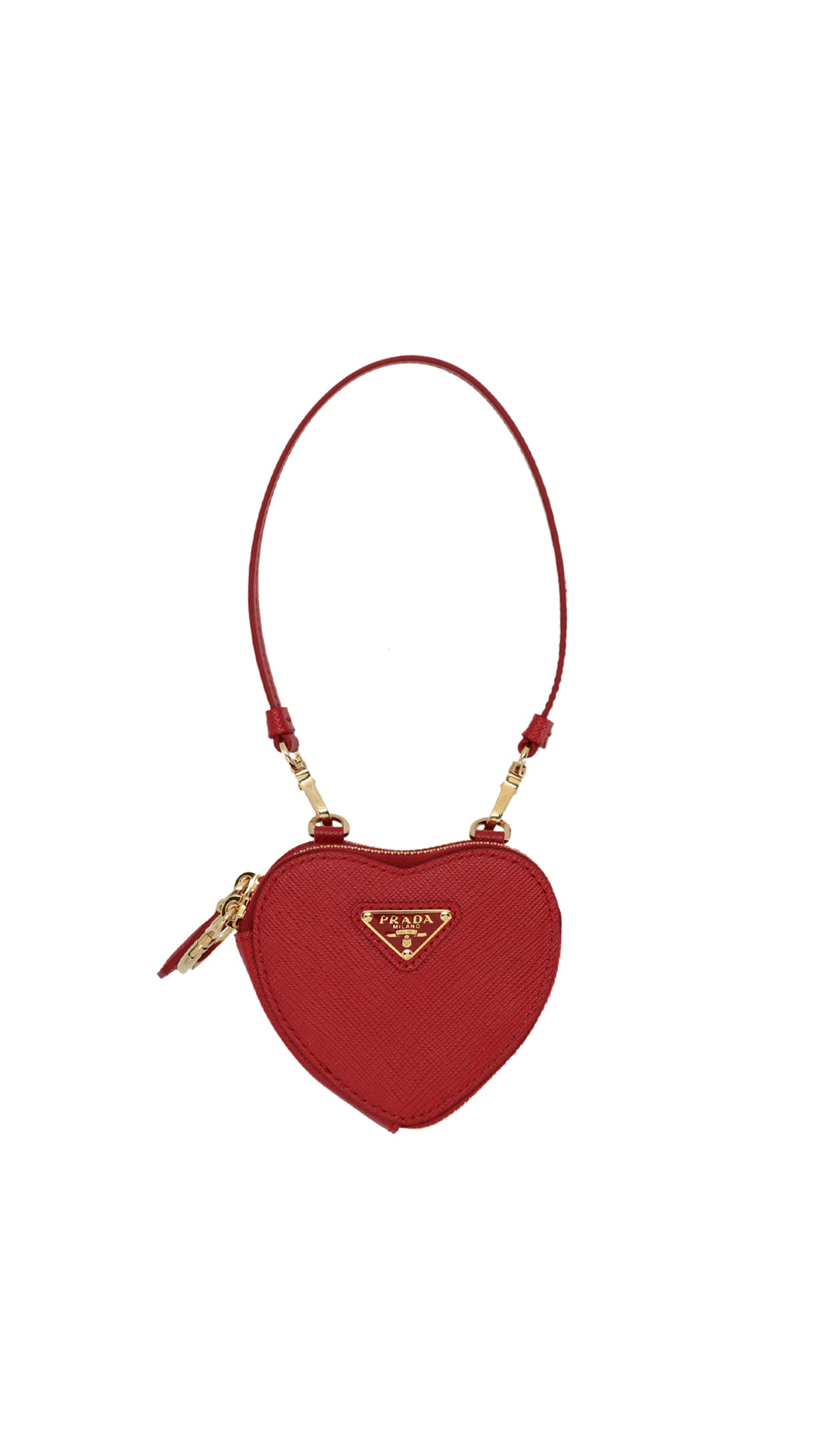 Saffiano Leather Heart Mini Pouch - Firery Red