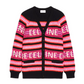 Embroidered Ski Jacquard Wool Cardigan - Black/Pink