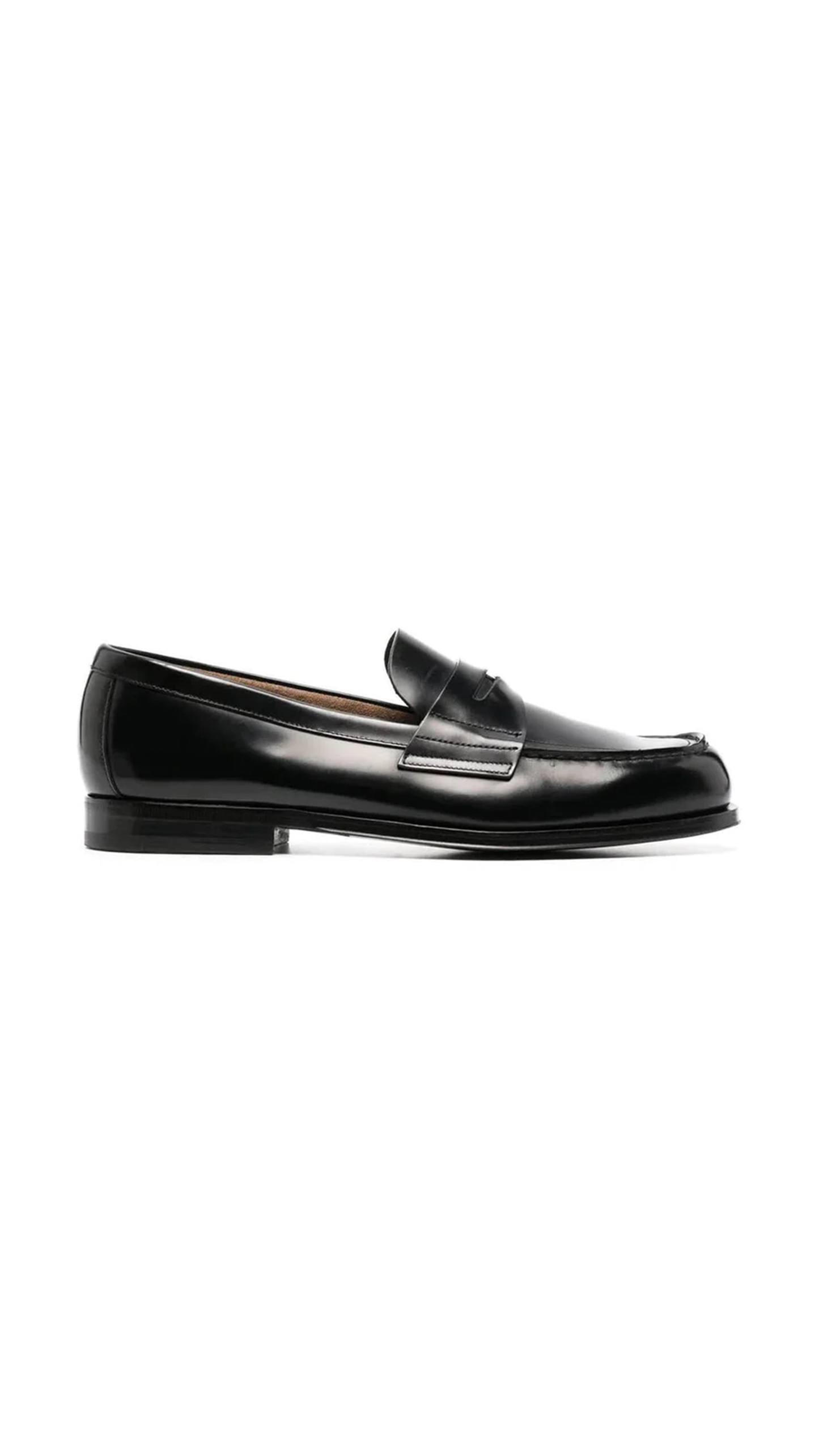 Brushed Leather Loafers - Black