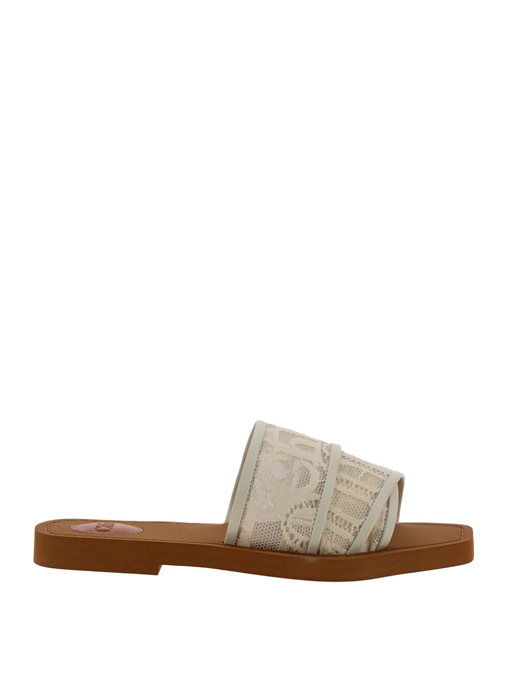 Slide Woody Lace Mule Sandals - Ivory