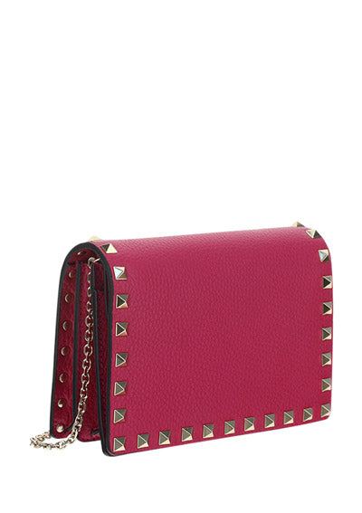 Rockstud Calfskin Chain Pouch - Blossom