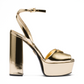 Metallic Leather Platform Sandal - Platinum