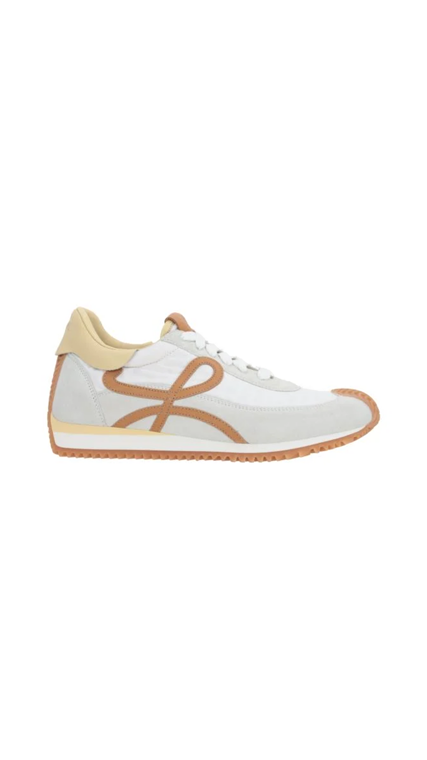 Flow Runner in Nylon and Suede - White/Beige