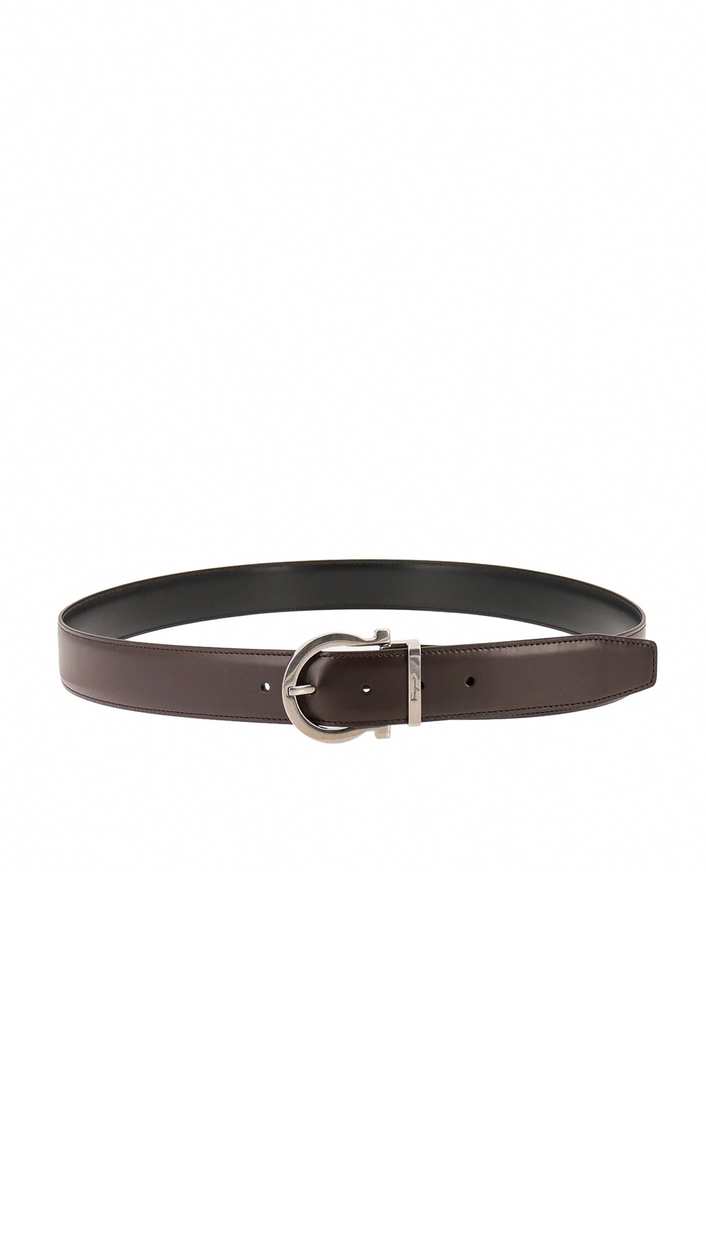 Reversible and Adjustable Gancini belt - Black/Brown