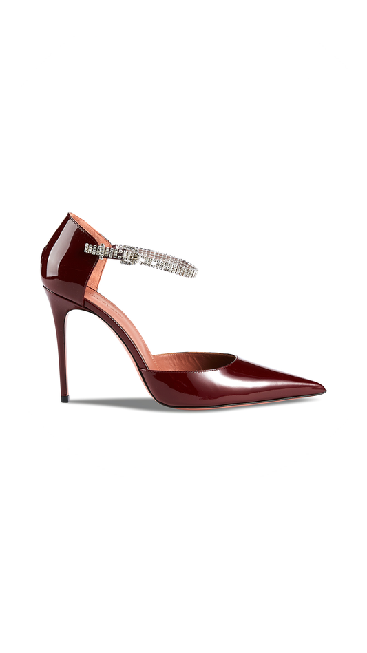 Ursina Crystal Strap Pumps in Patent Leather - Bordeaux