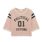 "Political Fictions" Cropped T-shirt - Rose Givre/Noir