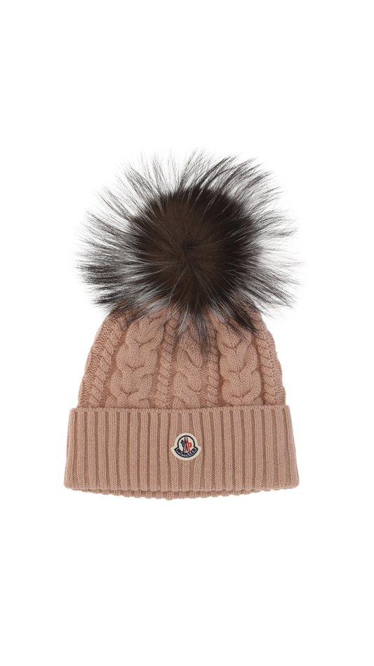 Beanie With Pom Pom - Blush Pink