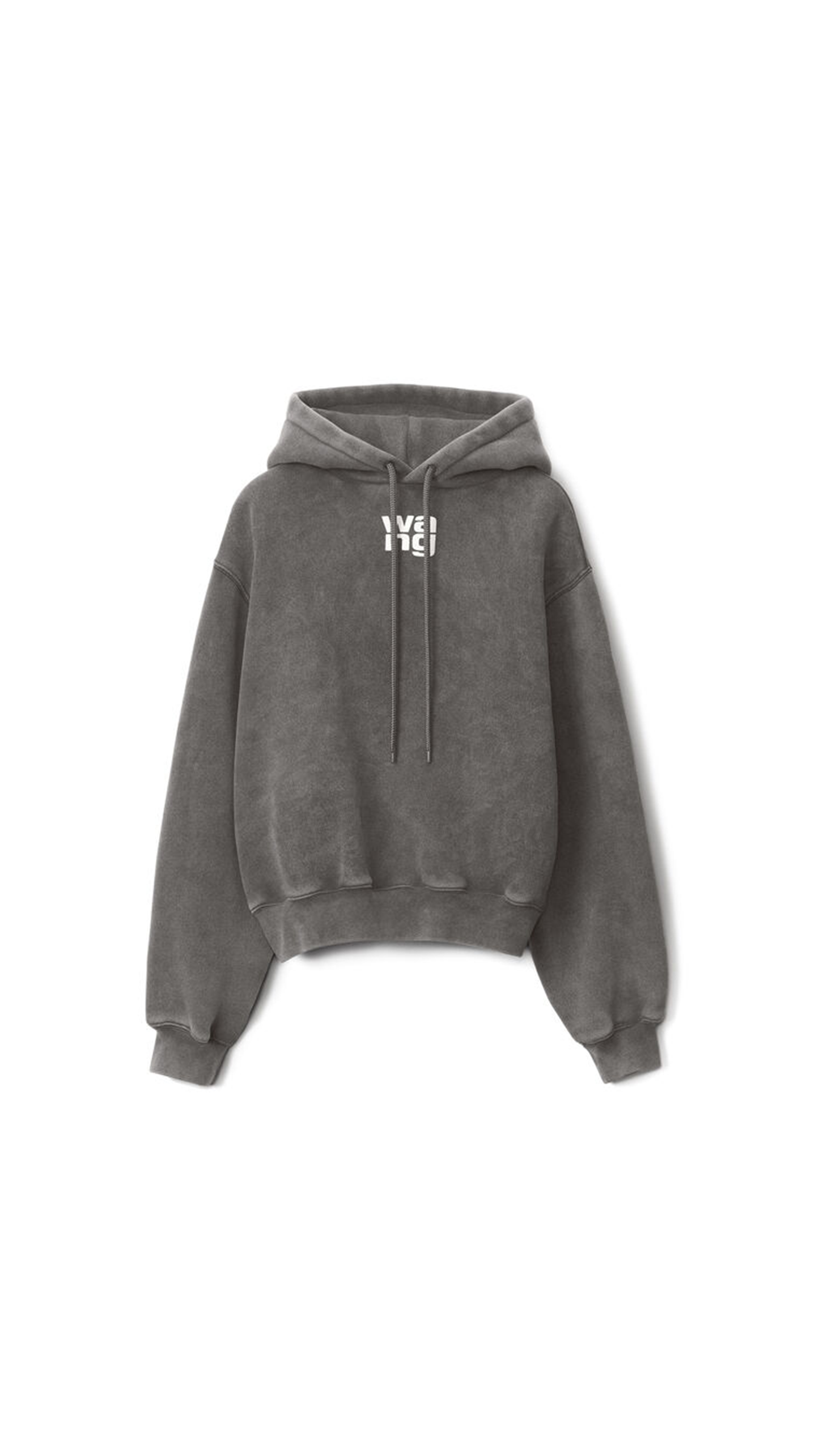 Puff Logo Hoodie in Terry - Grey