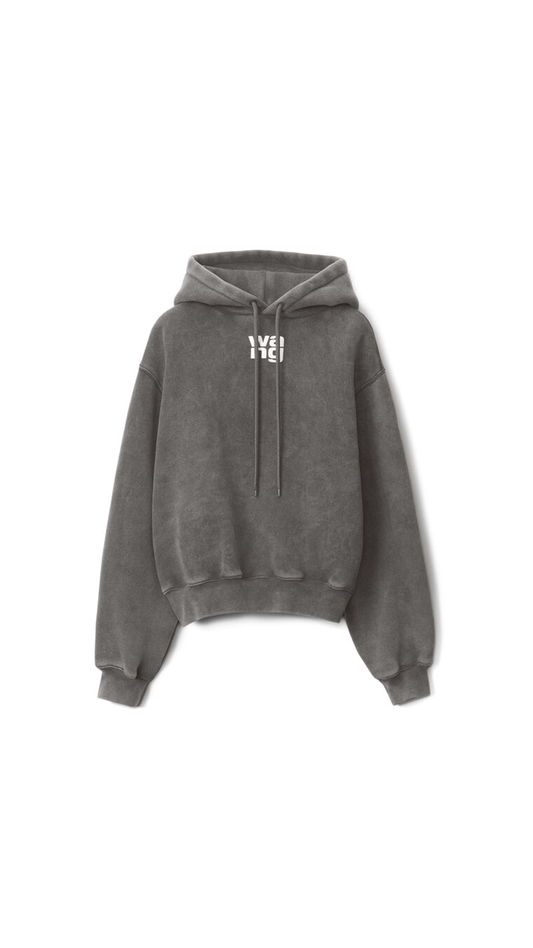Puff Logo Hoodie in Terry - Grey