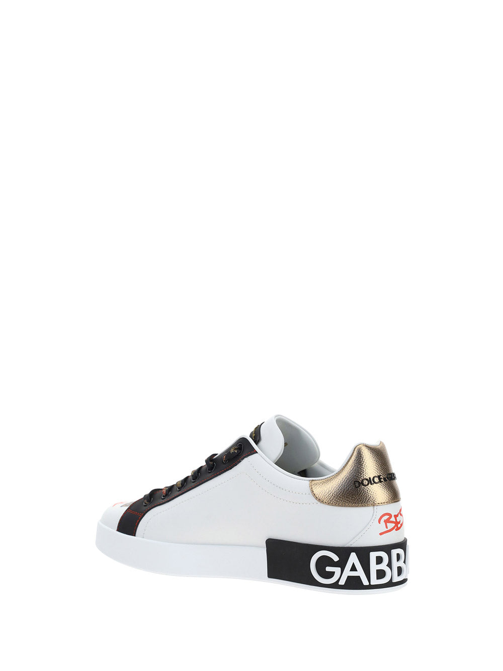 Portofino Sneakers In Printed Nappa Calfskin With Patch - White.