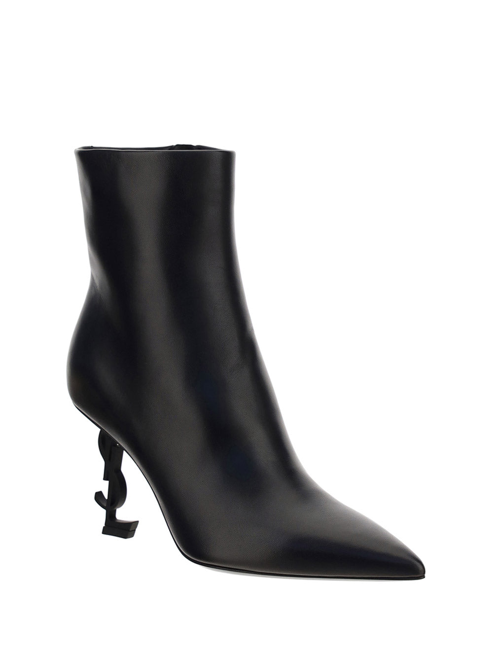 Opyum Booties in Leather with Heel - Black