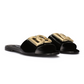 Polished Calfskin Sliders with DG Logo - Black