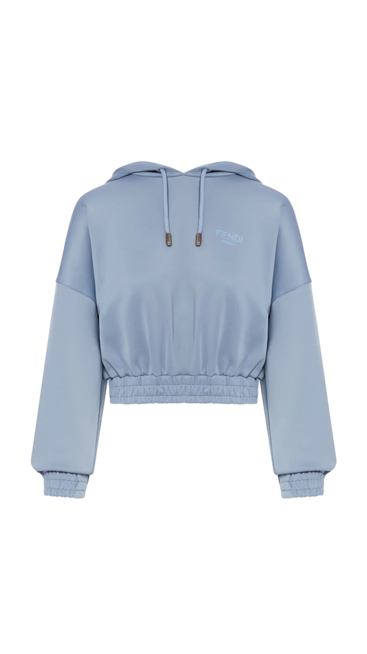 Cotton Jersey Hooded Sweatshirt - Pale Blue