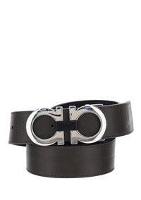 Reversible And Adjustable Gancini Belt - Brown
