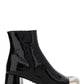 Patent Cap-Toe Ankle Booties - Black