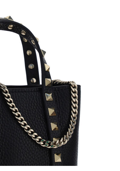 Rockstud Calfskin Leather Tote - Black.
