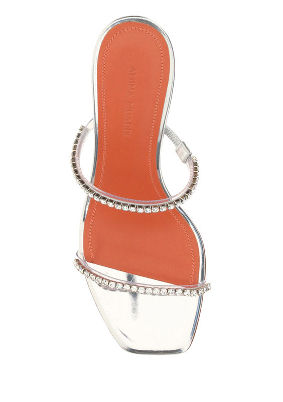 Gilda Metallic Crystal Sandals 70mm - Clear
