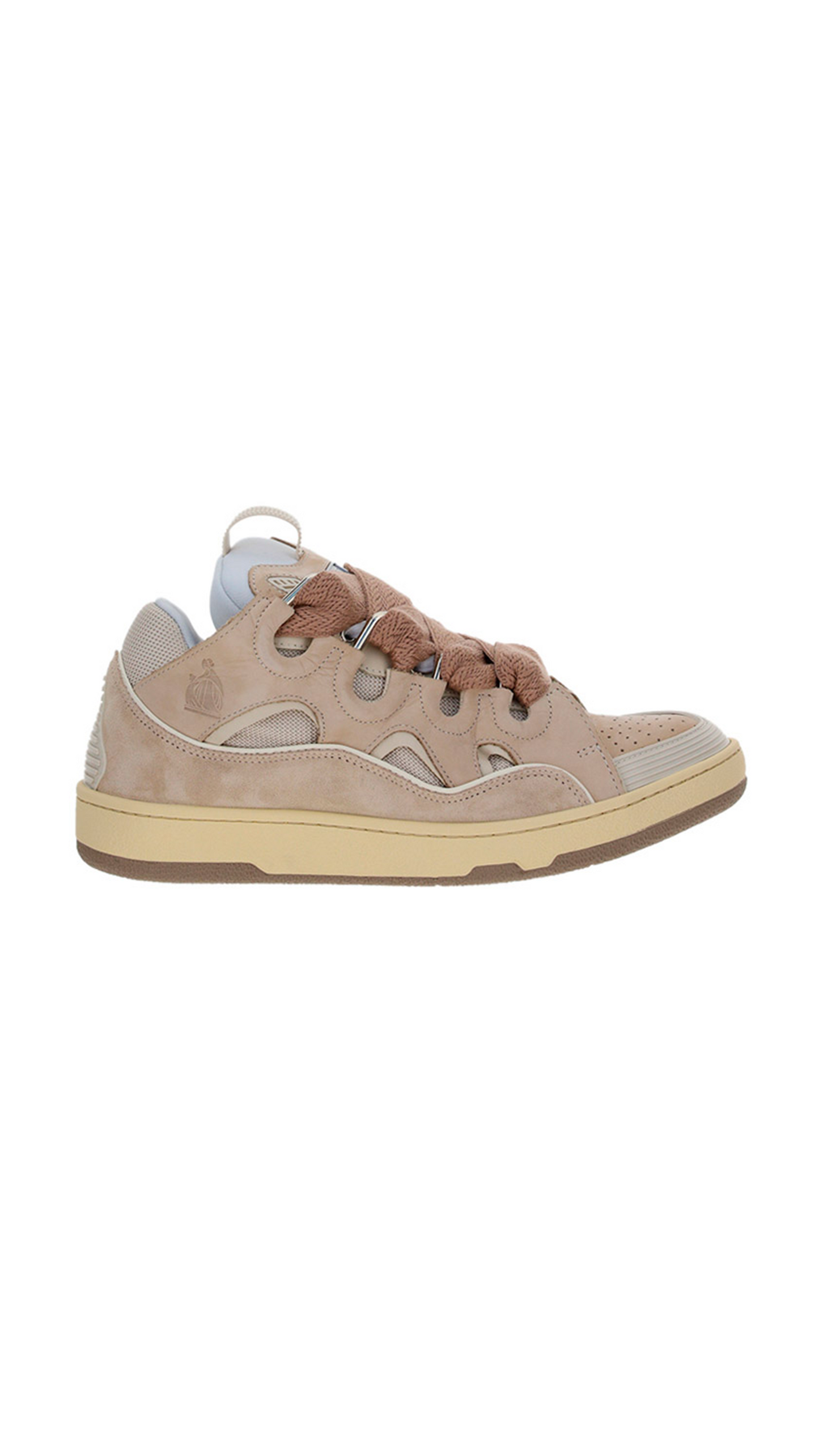 Leather Curb Sneakers - Dusty Pink/Brown