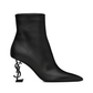 Opyum Booties in Leather with Heel - Black