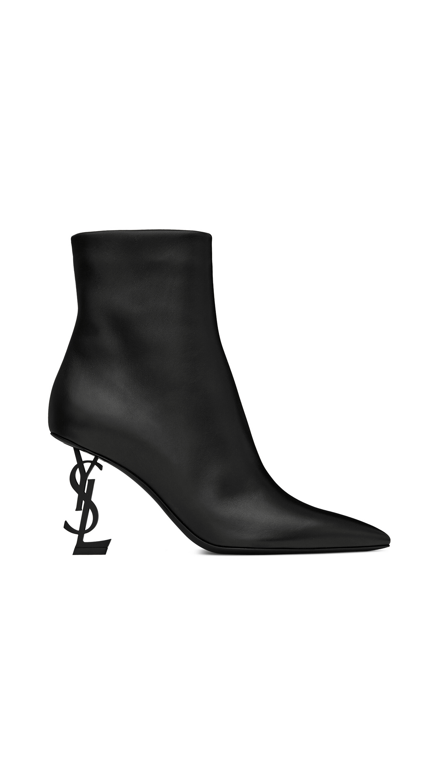 Opyum Booties in Leather with Heel - Black