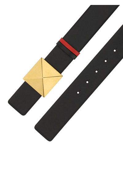 Reversible One Stud Belt In Calfskin 40MM - Black / Red