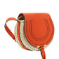 Small Marcie Cross-body Basket in Hand-Braided Raffia & Small Grain Calfskin - Rusted Orange