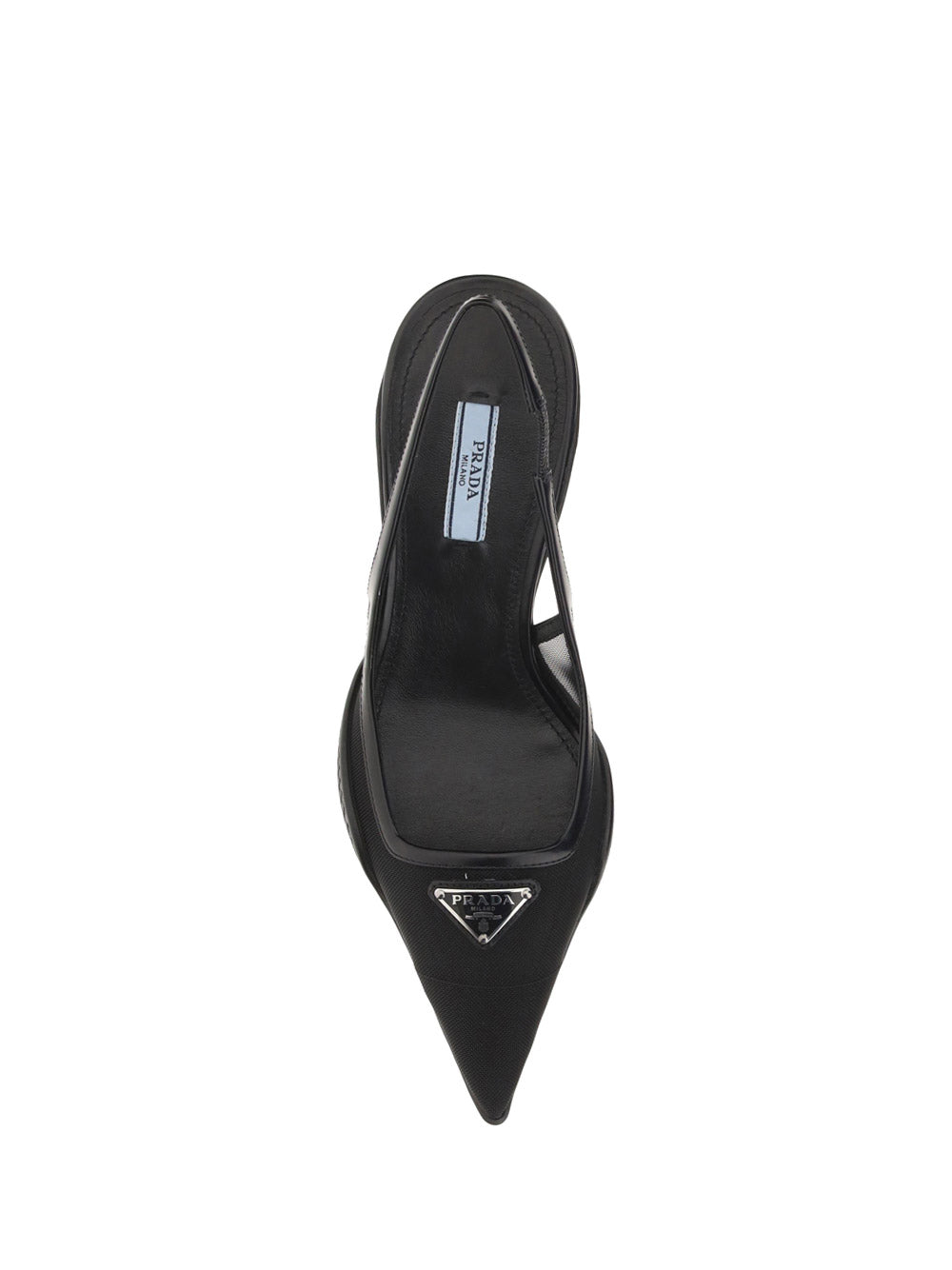 Mesh Fabric Slingback Pumps - Black